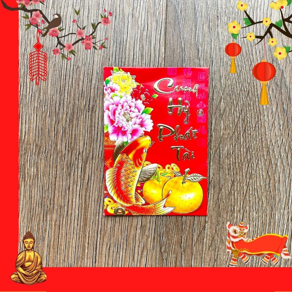 Set 6 Bao Lì Xì Gía Rẻ Size Nhỏ In Chữ Vàng Nổi Tết Nhâm Dần 2022 - Nhiều Mẫu Cực Đẹp