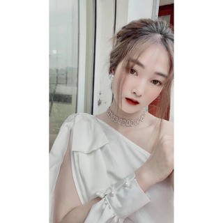 Áo Lụa Lệch Vai Nơ Tay Hot Nhất 2021