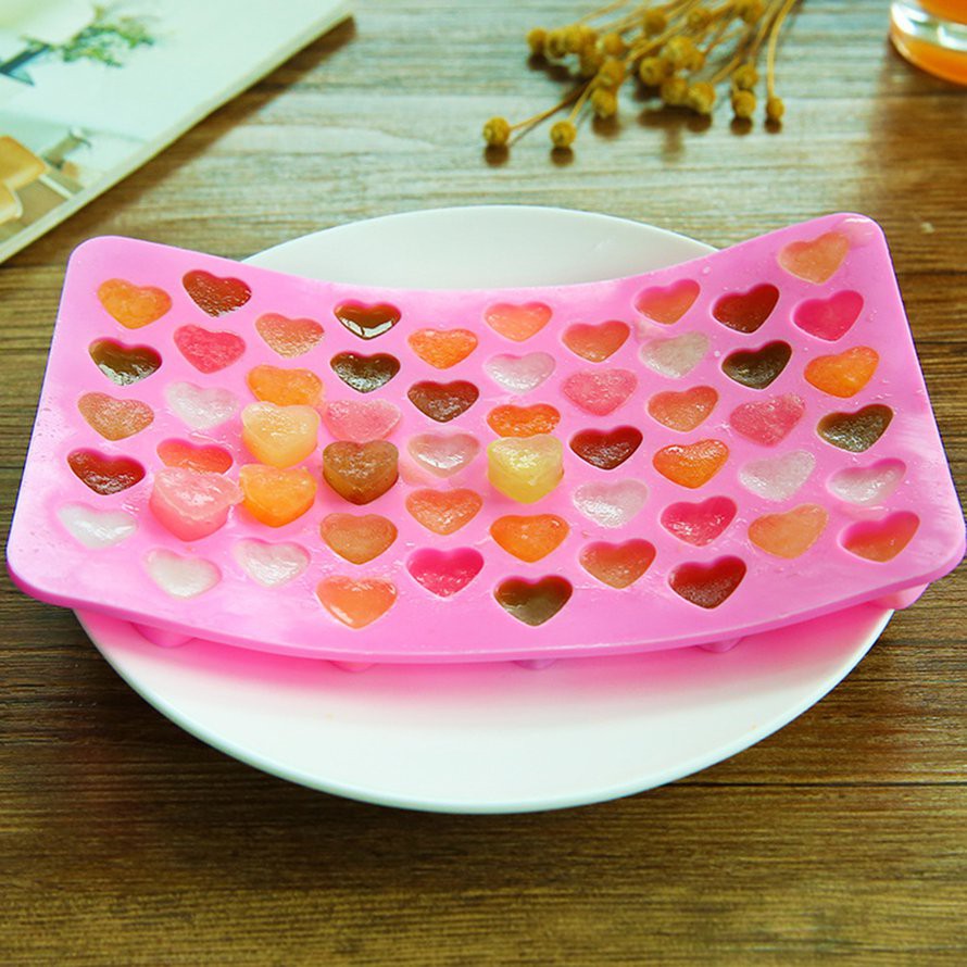 Khay làm đá 55 ô hình trái tim nhỏ bằng silicone