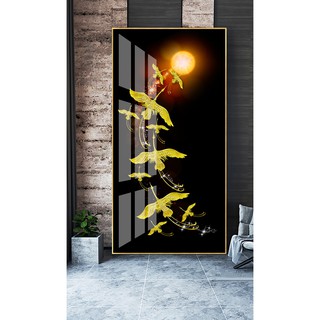 Tranh treo tường VTC tranh đàn chim hạc vàng chất liệu bóng kính hoặc vải canvas chim hac 120x240 cm 1-8-2020