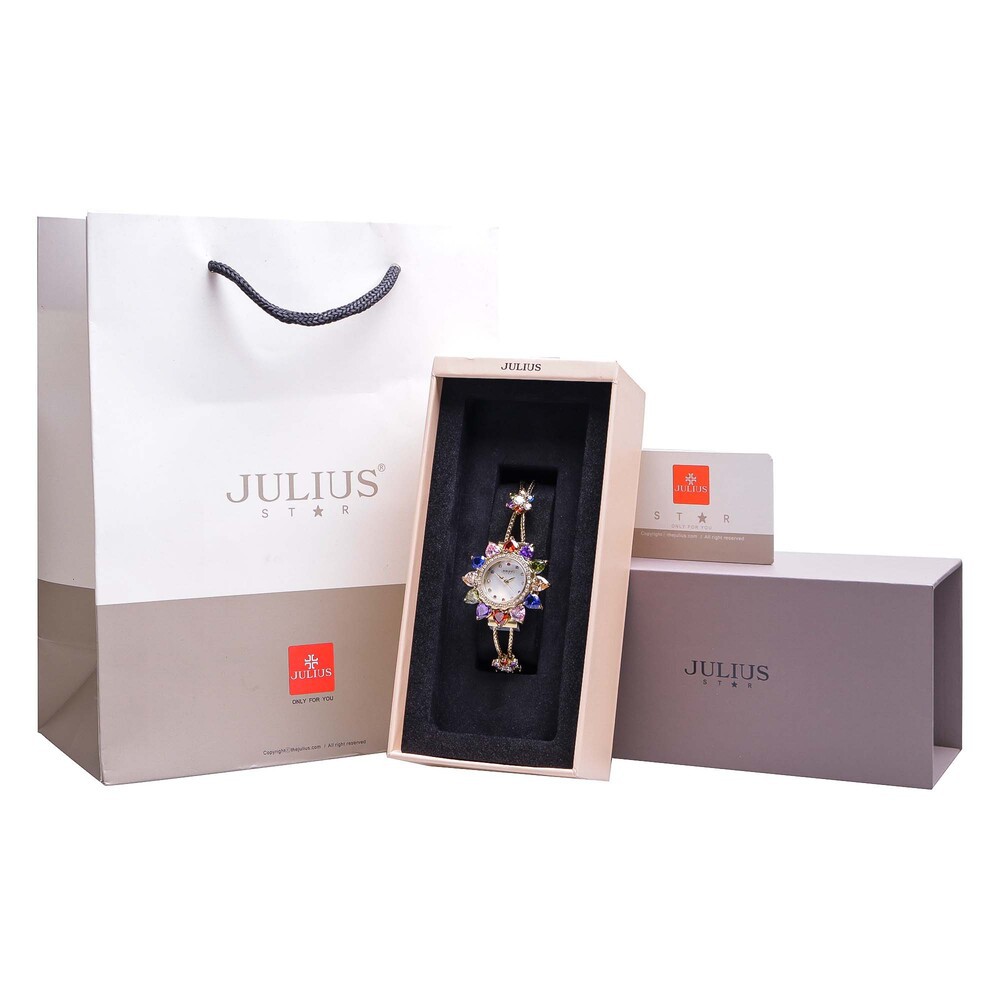 Đồng Hồ Nữ JS-021A Julius Star Mặt Hoa Đính Đá swarovski (Vàng )