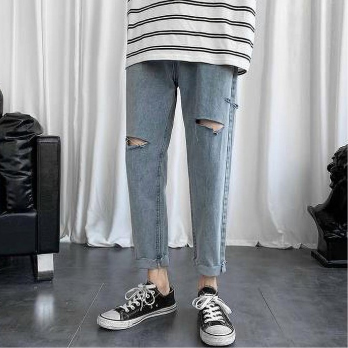 Baggy Jean quần baggy nam Jean dáng Suông Ống Rộng [Rách Gối] Hotrend 2021 tại Men's_Clothing_Store
