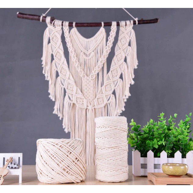 Chùm 10 mét dây thừng cotton 5mm trắng ngà
