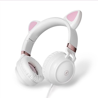 Tai Nghe Tai Mèo Dễ Thương Tai Nghe Chơi Game Có Dây  AUX 3.5Mm Có Mic Có Thể Gập