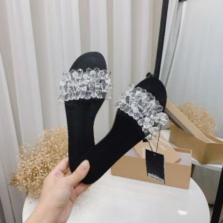 (ẢNH THẬT) Dép Hè Nữ Quai Đá Pha Lê Trong Đế Xịn Zara  Fullbox Cao Cấp