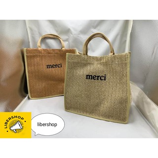 (Hàng đẹp 3 màu có sẵn) Túi cói Merci mẫu mới cực đẹp
