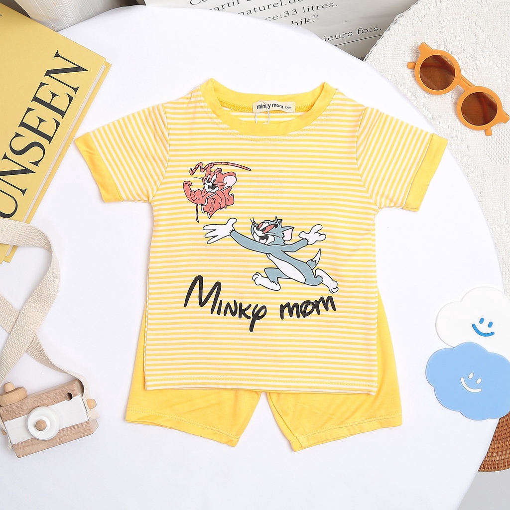 Bộ Cộc Tay Thun Lạnh Minky Mom Cho Bé Trai Bé Gái Size 8-18kg 💖 Bộ Ngắn Tay Sọc Tom&Jerry thun lạnh cao cấp mềm mịn mát