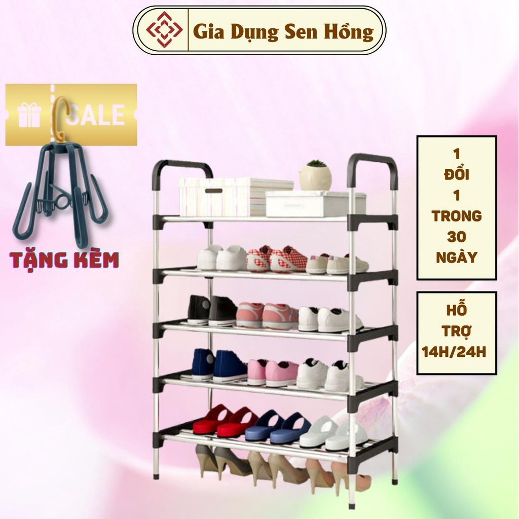 Kệ để giày 5 tầng nhựa inox thông minh lắp ghép gấp gọn đa năng