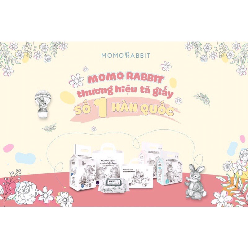 Bỉm quần dán momo rabbit nội địa hàn size s50 m44 l40 xl36 và l28 xl22 - ảnh sản phẩm 2