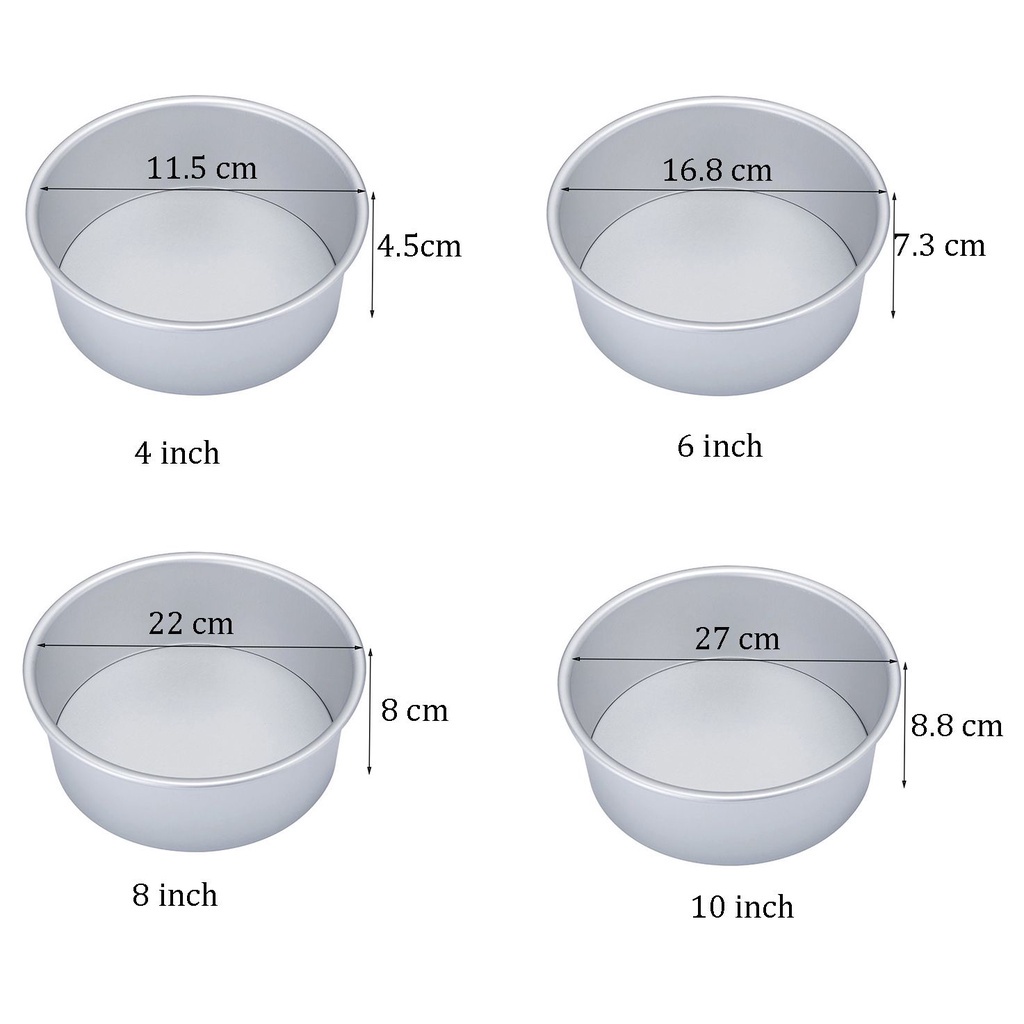 Epoch Khuôn Nhôm Làm Bánh Hình Tròn 4 / 6 / 8 / 10 Inch Có Thể Tháo Rời Tiện Dụng
