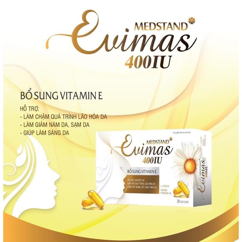 Viên uống đẹp da , sáng da Evimas 400IU - ngừa nám da, sạm da, da khô
