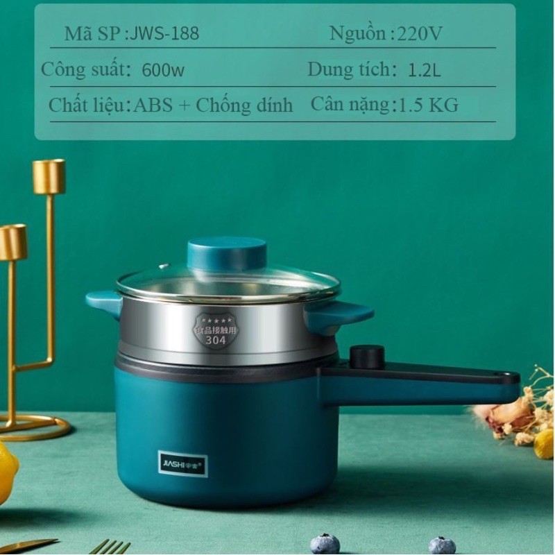 Nồi Lẩu Điện Mini Đa Năng JIASHI 1/2 Tầng, Chảo Điện Đa Năng(Chiên, Rán, Hầm, Luộc...)Hàng Nội Địa Cao Cấp