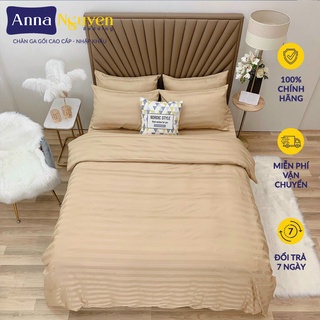Bộ chăn ga gối đệm cotton tici 3f drap giường phi bóng cao cấp bo chun drap - anna nguyen bedding