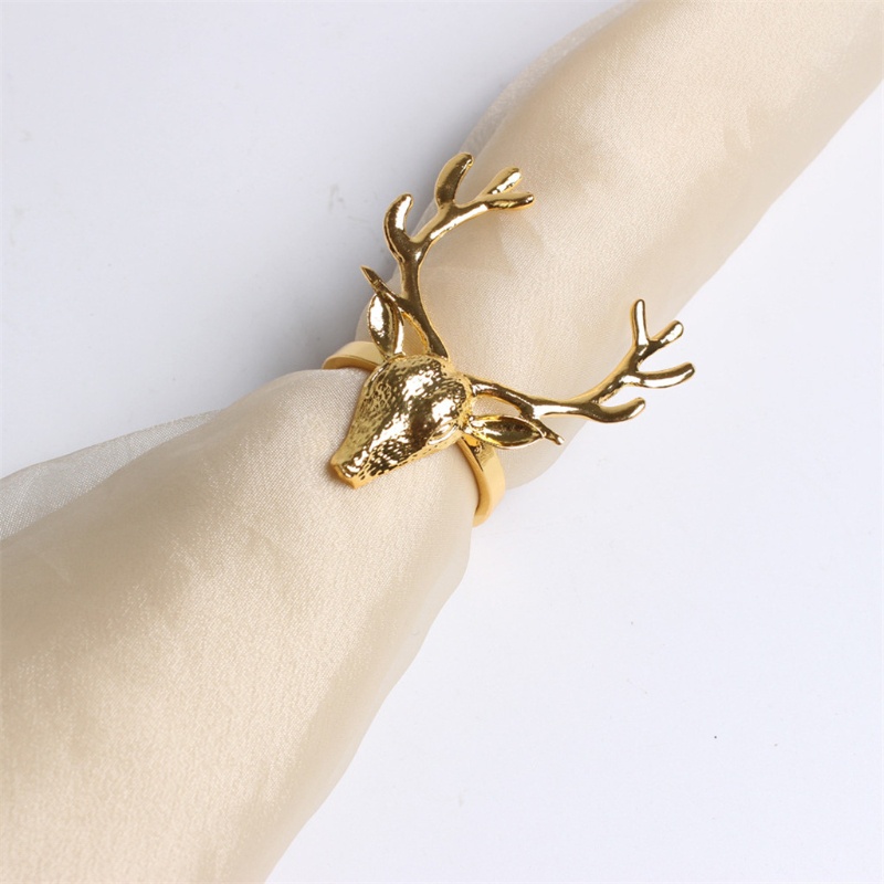 Bộ 6 Vòng Nhẫn Giữ Khăn Ăn Hình Tuần Lộc Khoét Rỗng Dùng Trang Trí Bàn Tiệc Giáng Sinh