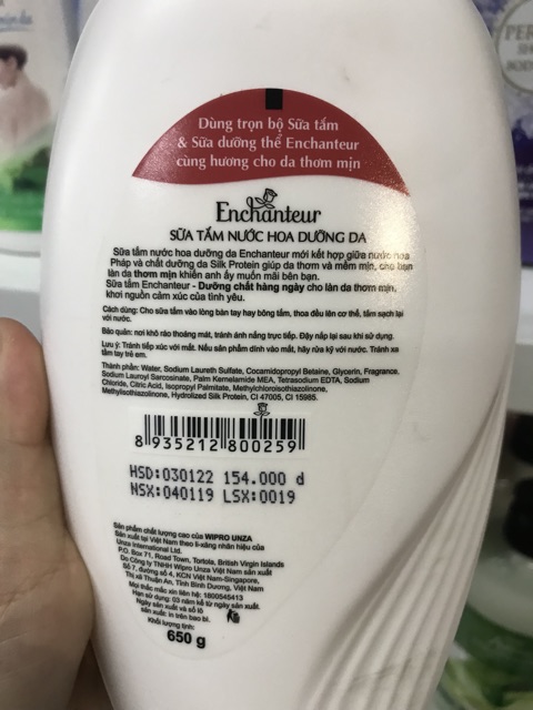 [ Chính Hãng ] Sữa tắm Enchanteur Charming 650g