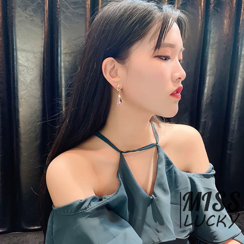 Khuyên tai nữ kiểu dáng không đối xứng thời trang phong cách Hàn Quốc