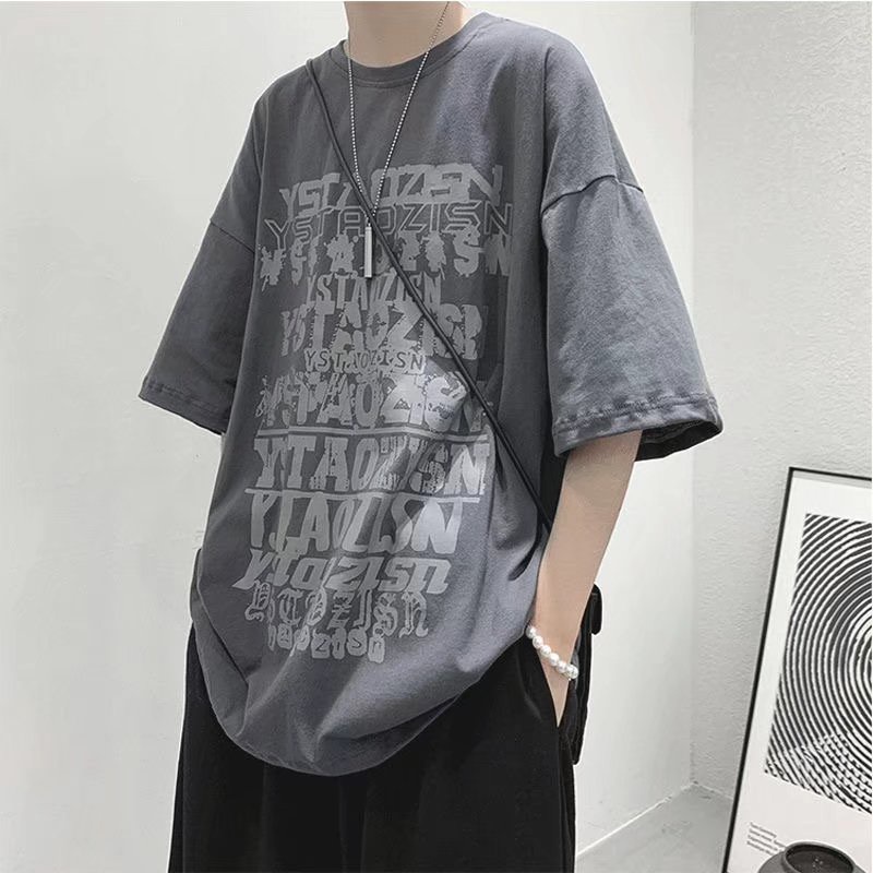 Áo Thun Tay Ngắn Dáng Rộng In Họa Tiết Phong Cách Hip Hop Hàn Quốc Thời Trang Mùa Hè Cho Nam