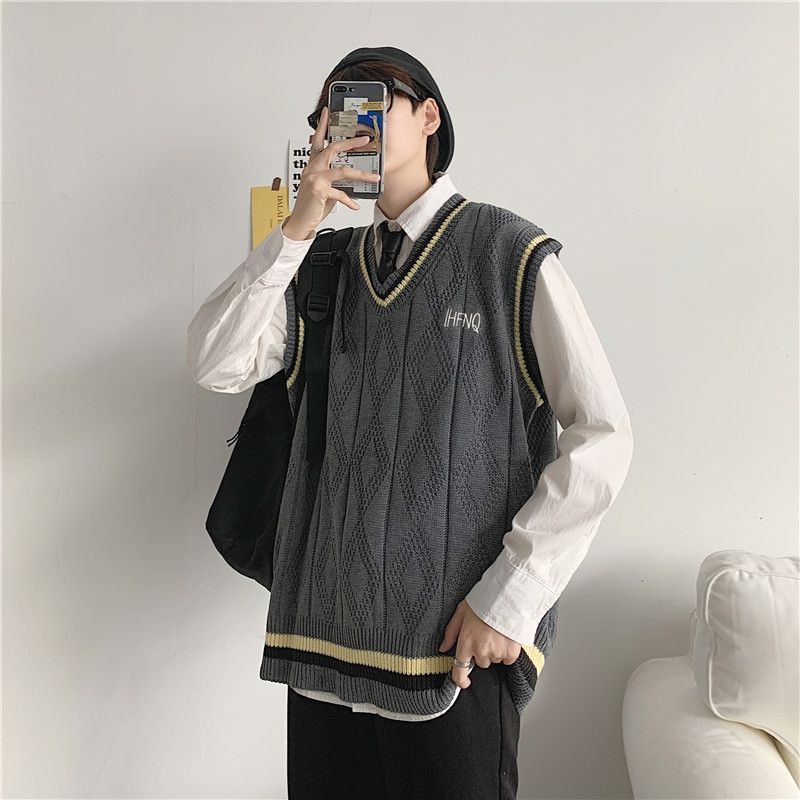 Áo len gile có vân unisex