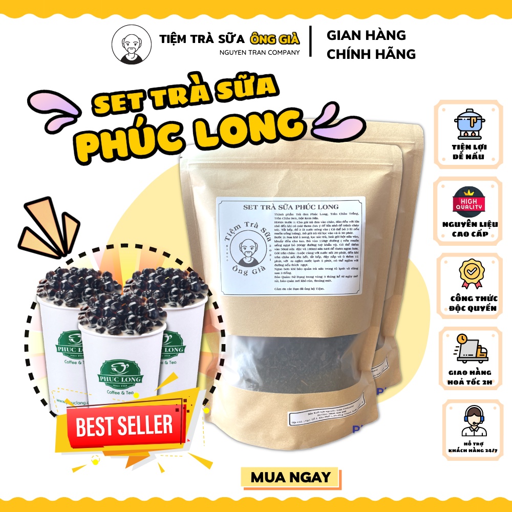 Set Nguyên Liệu Pha Trà Sữa Phúc Long Thượng Hạng TIỆM TRÀ SỮA ÔNG GIÀ