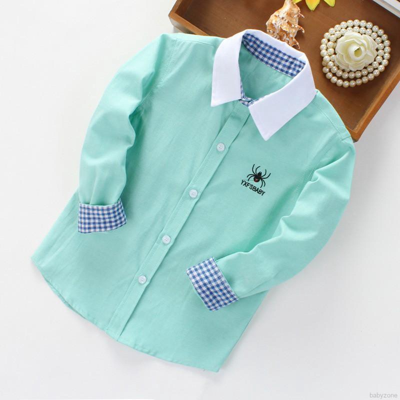 Áo sơ mi tay dài thêu hình chú nhện dễ thương cho bé