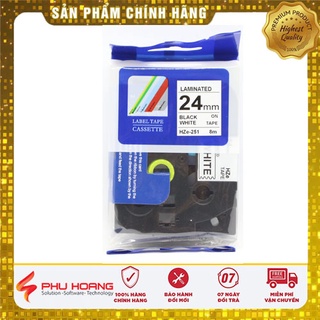 Băng nhãn Brother Nhãn in Hze-251 ( Tze-251, Tz2-251), 24mm*8m, chữ đen nền trắng, Black on White