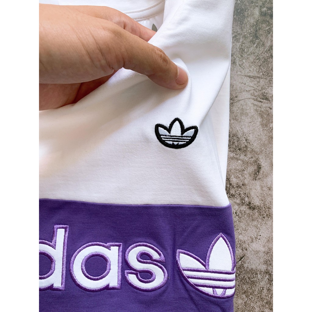 (HÀNG XUẤT XỊN) Áo das trắng pha tím 1689 SAMTAG COLOBLOCK TEE PURPLE Made in Cambodia full tag code  Size XS S M L