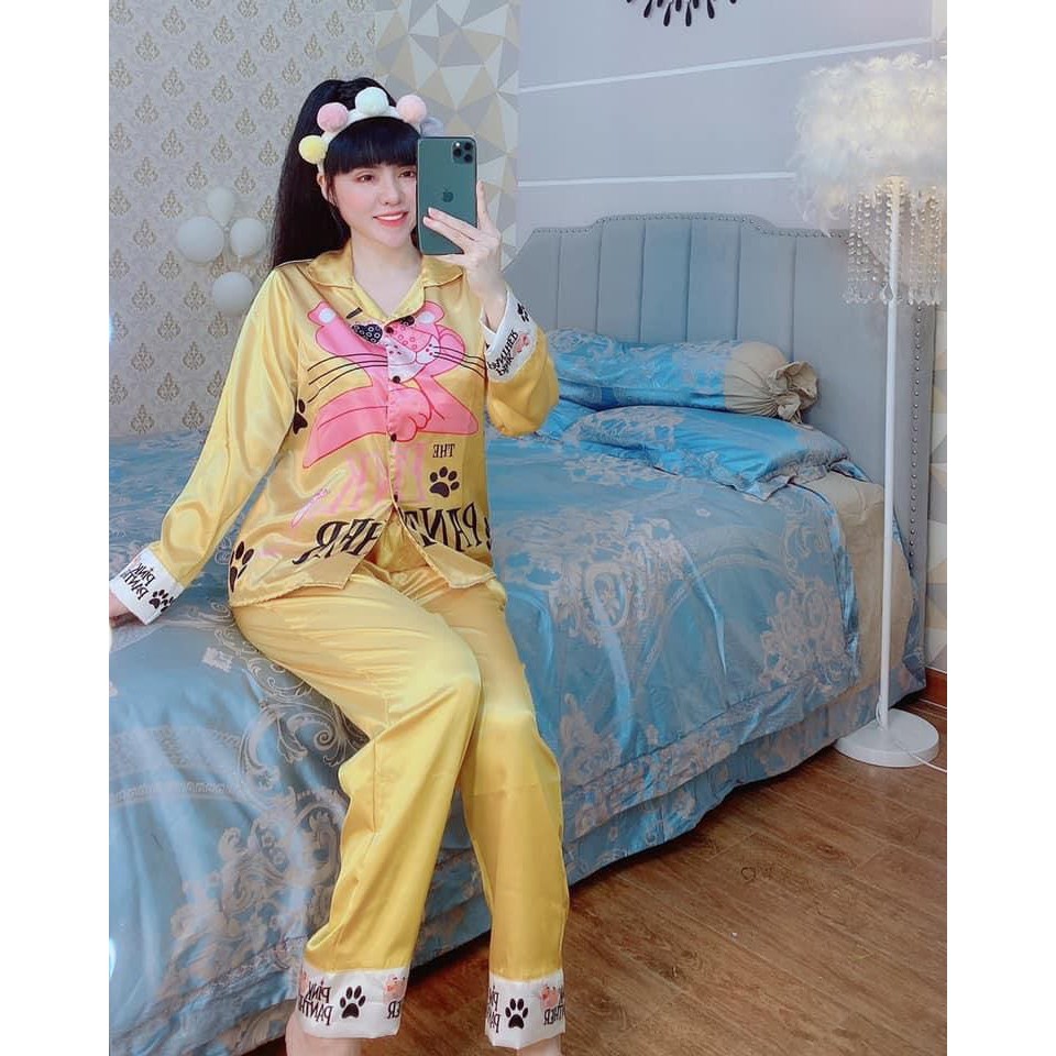 Pizama phi lụa chú báo hồng | BigBuy360 - bigbuy360.vn
