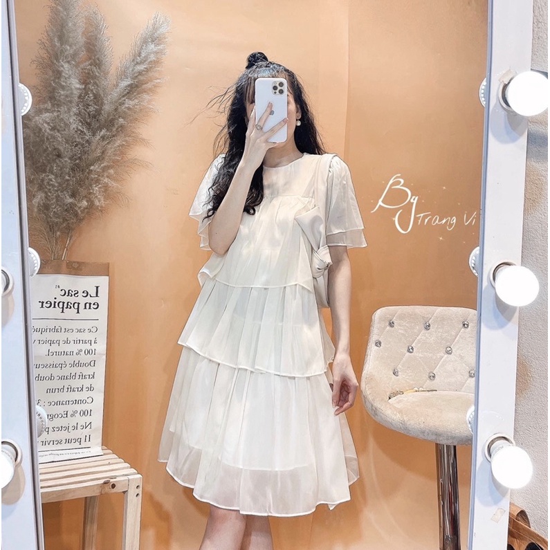 Váy voan tơ xếp tầng dáng suông hàng đẹp chất mềm⚡️Ảnh thật