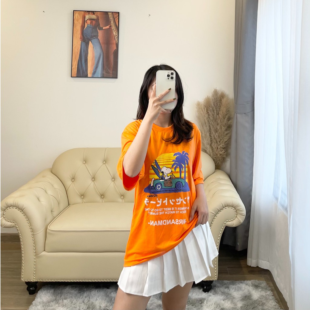 Áo thun nữ / Áo phông nữ tay lỡ form rộng freesize mùa hè vải cotton thoáng mát