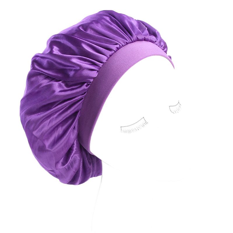 Mũ Trùm Đầu Bằng Lụa Nhân Tạo Màu Trơn Co Giãn Thời Trang Dành Cho Nữ