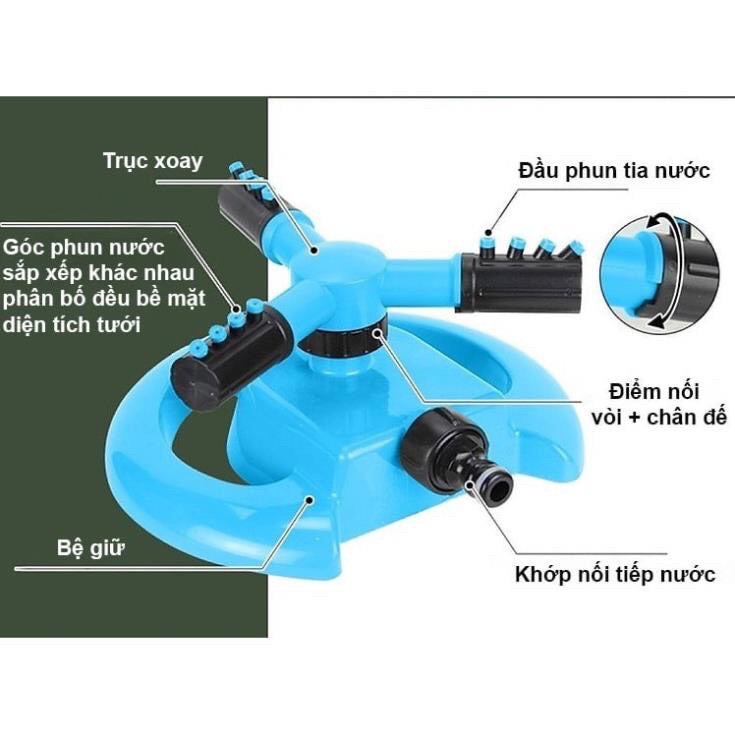 Vòi phun nước tưới cây bằng nhựa tự động xoay 360 độ màu xanh
