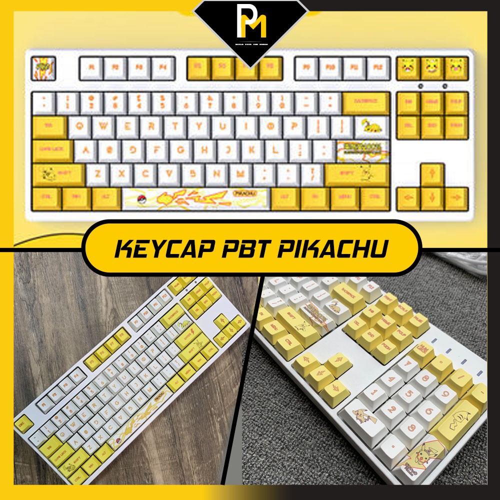 Keycap PBT cho bàn phím cơ PIKACHU dyesub in 5 mặt Cao cấp gắn full phím 110 PCMASTER