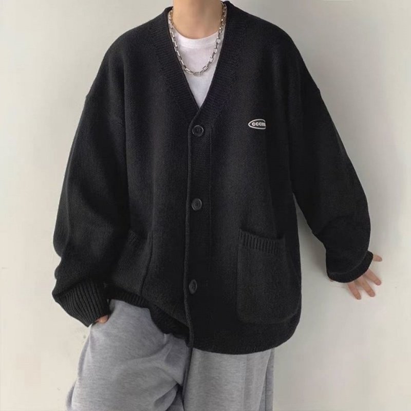 Áo Khoác Len Cardigan Cổ Chữ v Dáng Rộng Thời Trang Mùa Thu Hàn Quốc Hàng Mới Dành Cho Bạn Nam