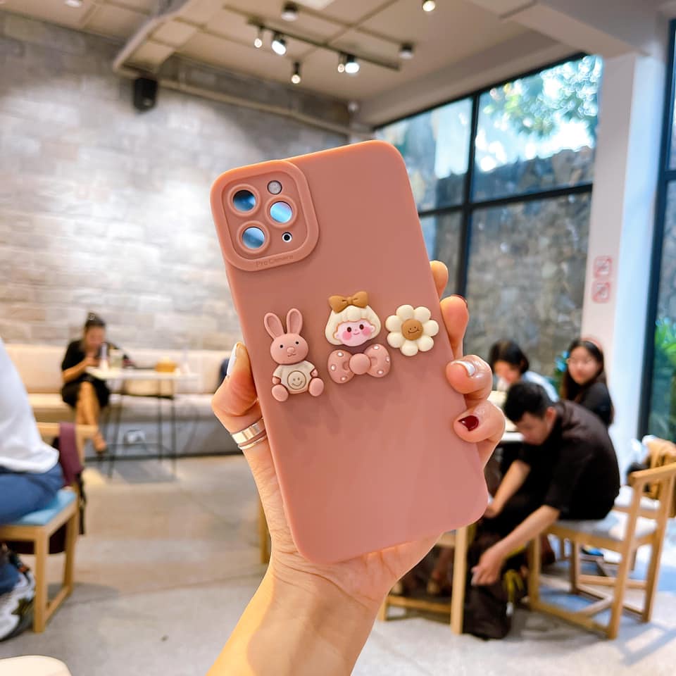 Ốp lưng iphone cạnh vuông bảo vệ camera cô gái hoa 7plus x xsmax 11 11promax 12 12pro 12promax 13 13pro 13promax DT13