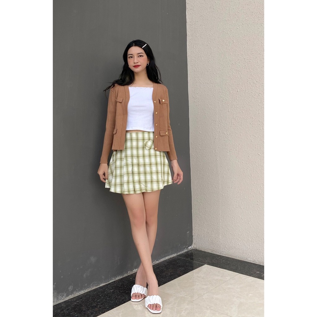 Chân váy chữ a xếp ly 1 bên kẻ caro JAW0443 - 92Wear | BigBuy360 - bigbuy360.vn