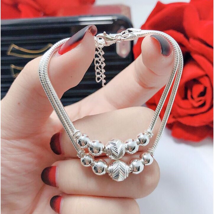 LẮC TAY ĐÔI CHO MẸ VÀ BÉ LINH MIU SILVER