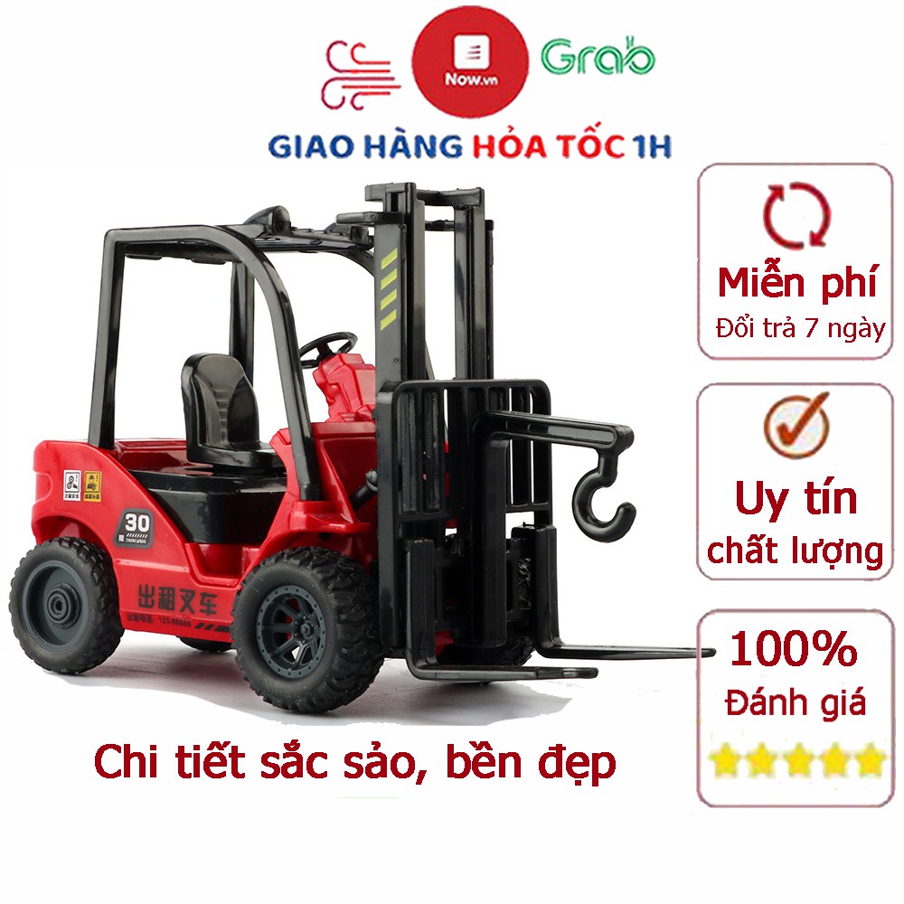 Xe đồ chơi mô hình xe nâng móc hàng cho bé chất liệu nhựa an toàn, tỉ lệ lớn chi tiết sắc (màu đỏ, có thể để trưng bày)