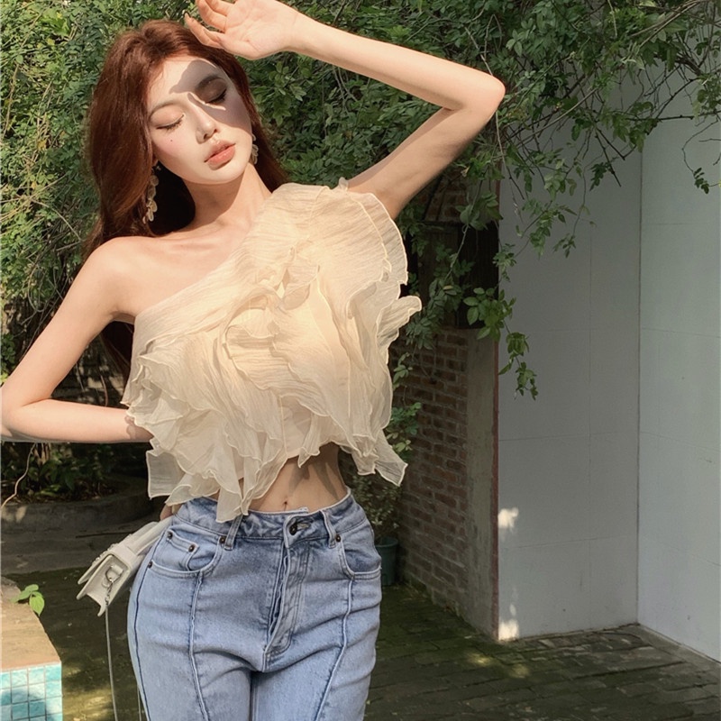 Áo Voan Không Tay Trễ Vai Thời Trang Quyến Rũ Dành Cho Nữ