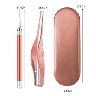 Dụng cụ lấy ráy tai có đèn cao cấp bằng đồng full hộp - Bộ ngoáy tai và gắp ráy tai có đèn cao cấp XẢ KHO
