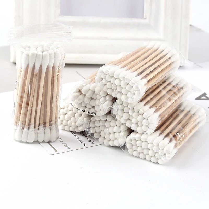 New 30/100 Ultra Small Disposable Cotton Swabs Lint Free micro Wood Brushes