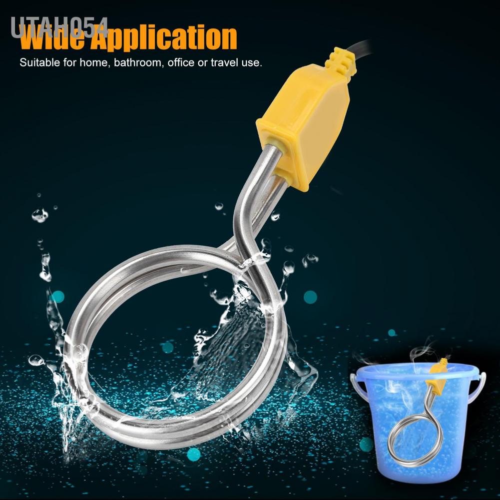 Utah054 1200W Stainless Steel Immersion Heater Portable Boiler Water Heating Rod for Home Travel