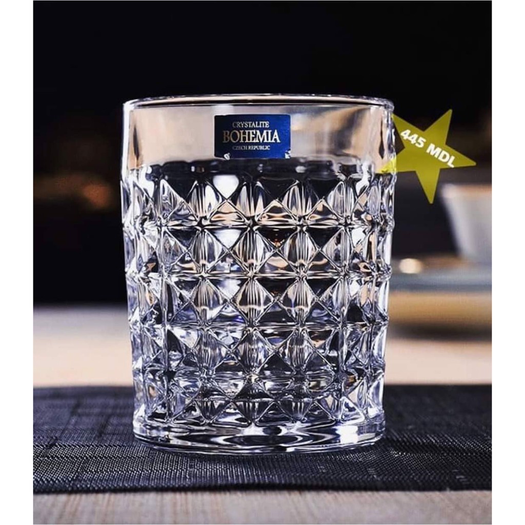 Bộ 6 cốc Bohemia Diamond dung tích 230ml pha lê lung linh cao cấp