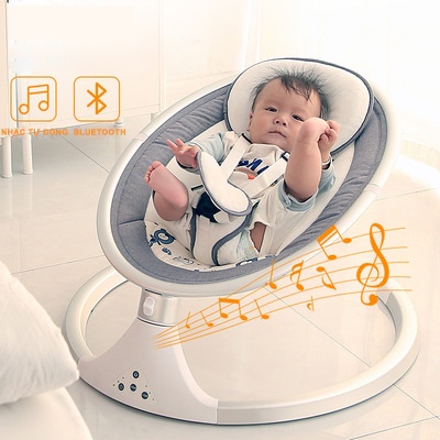 Nôi điện cho em bé tự động đu đưa - Võng điện - Cũi điện cho bé - Có kết nối bluetooth điều khiển, phát nhạc