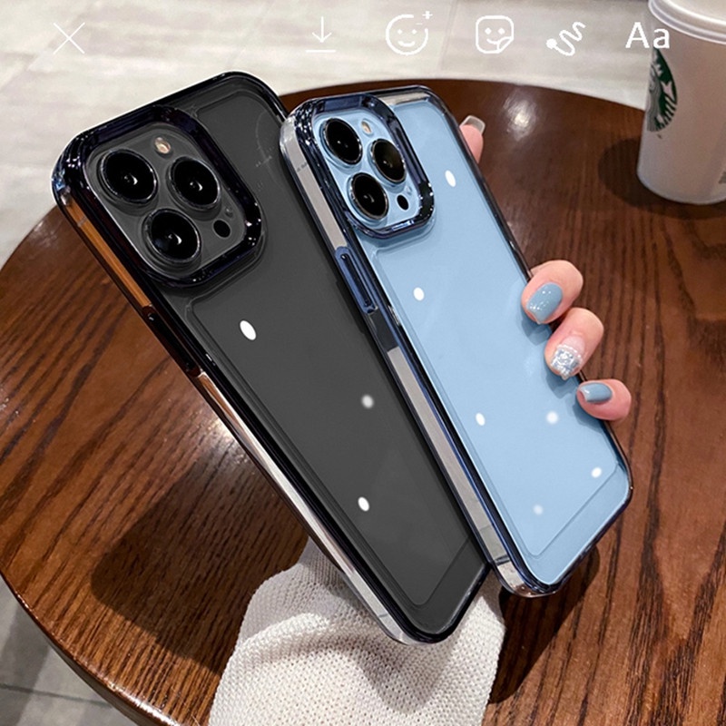 Ốp Điện Thoại Cứng Trong Suốt Mạ Điện Sang Trọng Chống Rơi Cho iPhone 12 13 pro max 11 promax X XS XR