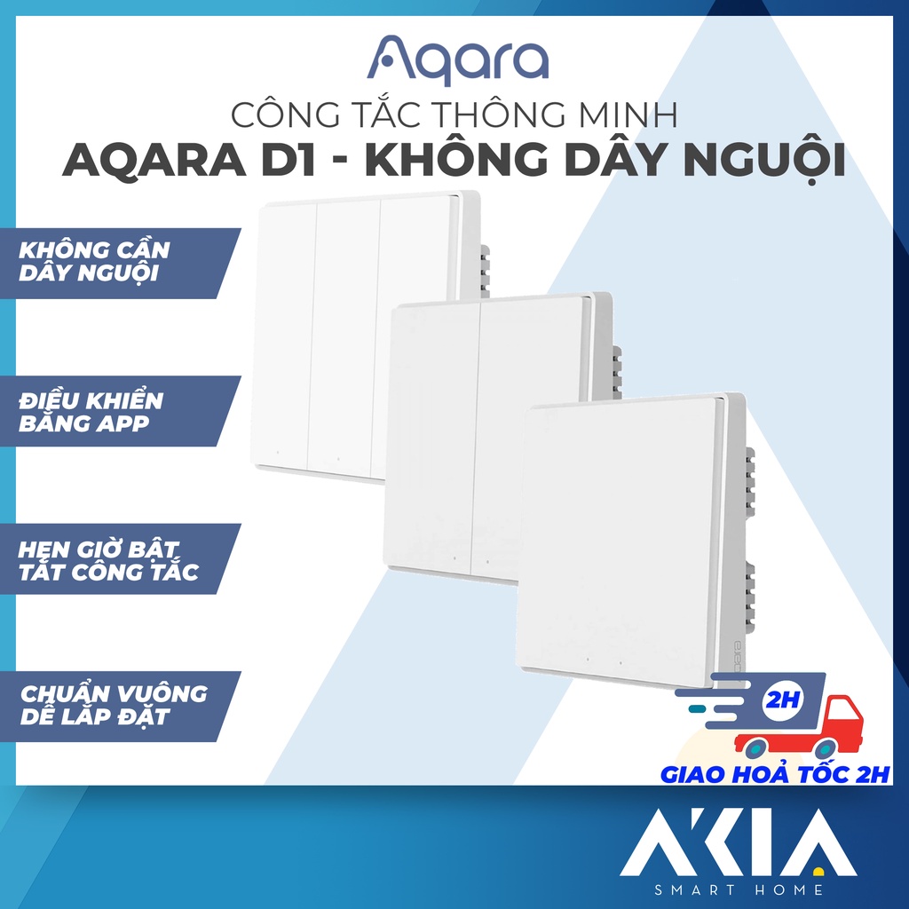 Công tắc thông minh Aqara D1 bản Không Dây Nguội - Công tắc điều khiển từ xa, Hẹn giờ bật tắt, Tương thích HomeKit