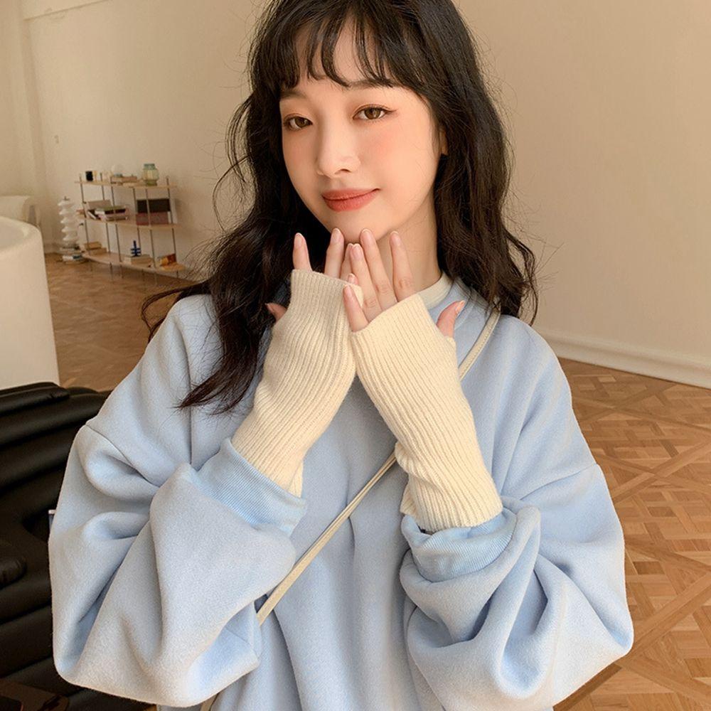 Găng Tay Len Hở Ngón Thời Trang Thu Đông Cho Nam