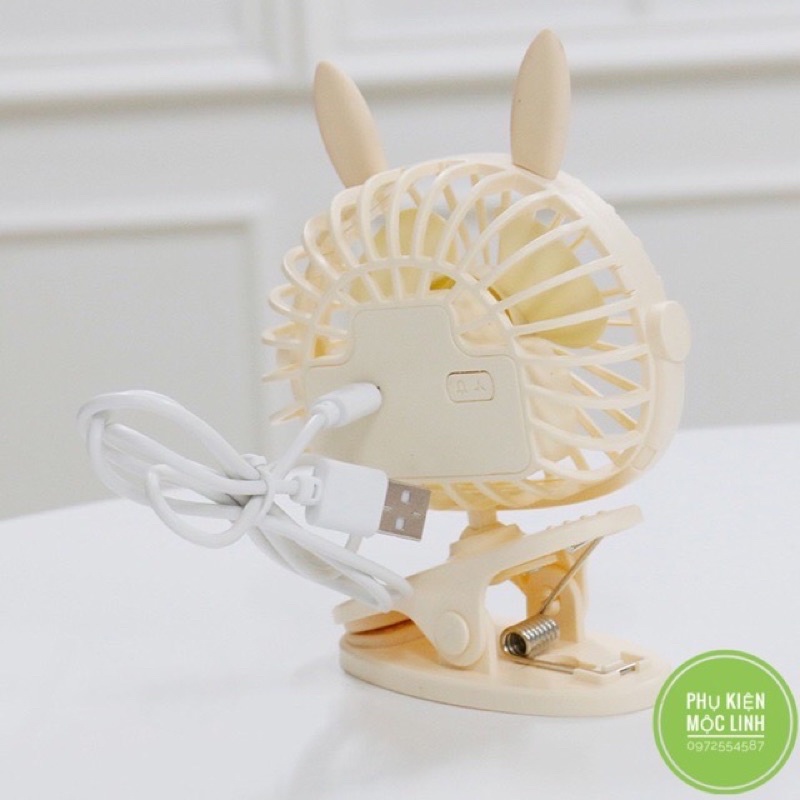 FREESHIP Quạt mini [Tích hợp đèn ngủ] góc xoay 720 độ, liên tục 6 tiếng kẹp xe đẩy tiện dụng