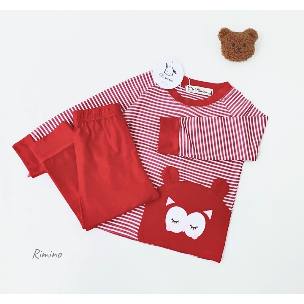 [SALE] Bộ Quần Áo Bé Gái, Bé Trai KIMCHIBABY Vải Thun Lạnh Tai Thú Kẻ Sọc, Đồ Bộ Cho Bé Mặc Nhà Thu Đông KWTD2213