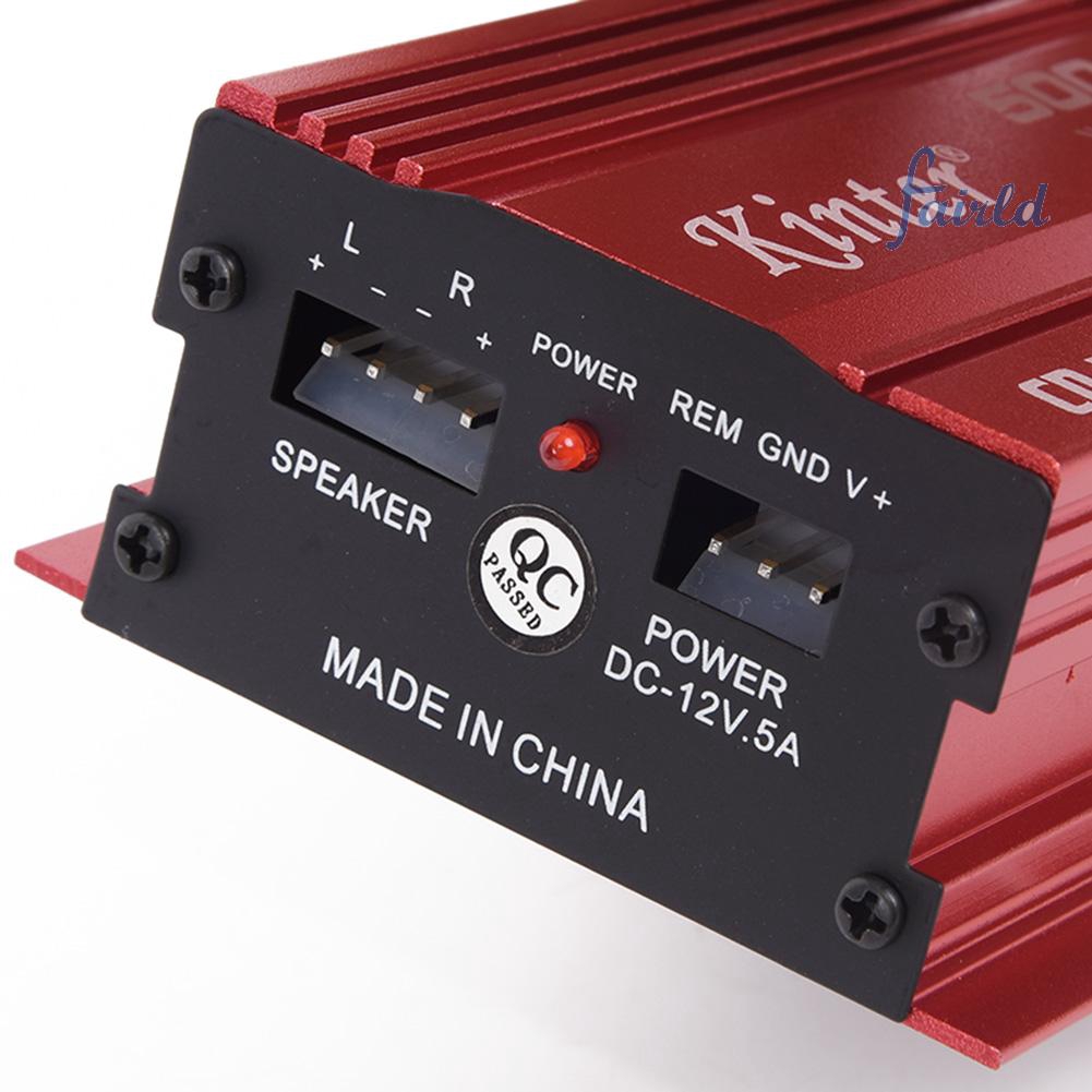 High Quality Subwoofer Red Car 12V 500W 2 Channels Audio Amp Mp3 20Hz~20KHz Amplifier Aluminum Alloy Audio Amplifier