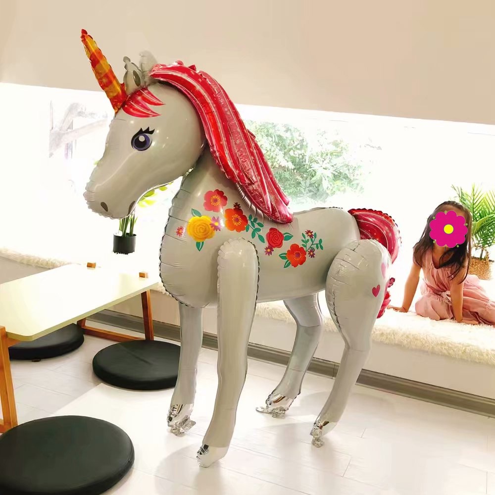 Bong Bóng Lá Nhôm Hình Kỳ Lân 3D Đáng Yêu Trang Trí Tiệc Sinh Nhật Cho Bé